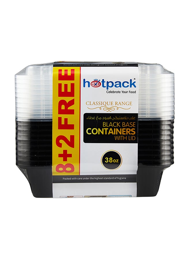 Hotpack Base Containers Rectangular With Lid 10 Pieces - Image 1