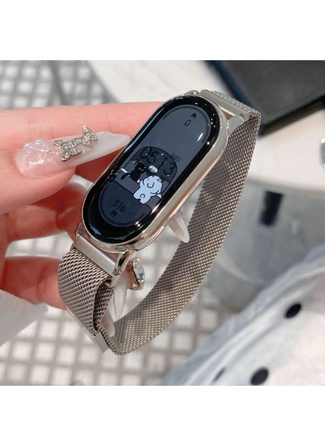 Generic - Suitable For XiaomiMi Band 9/8 Generation Cartoon Milanese Magnetic Metal Strap-Color:Pink Katie-Specification:mi-9 - Image 1
