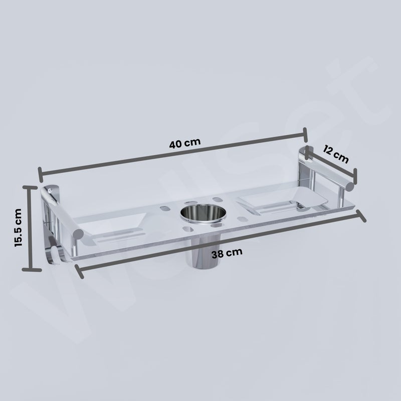 Well Set رف حمام جيد مجموعة طبقة واحدة حامل زجاجات حامل شامبو متعدد الأغراض رف حائط من الفولاذ المقاوم للصدأ… (صغير جداً) - Image 5