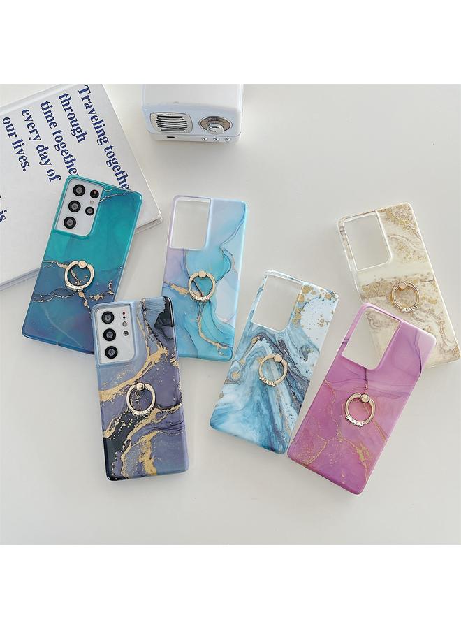 S-TOP Case For Samsung Galaxy S22 5G Ring Holder Glitter Marble Phone Case - Image 2