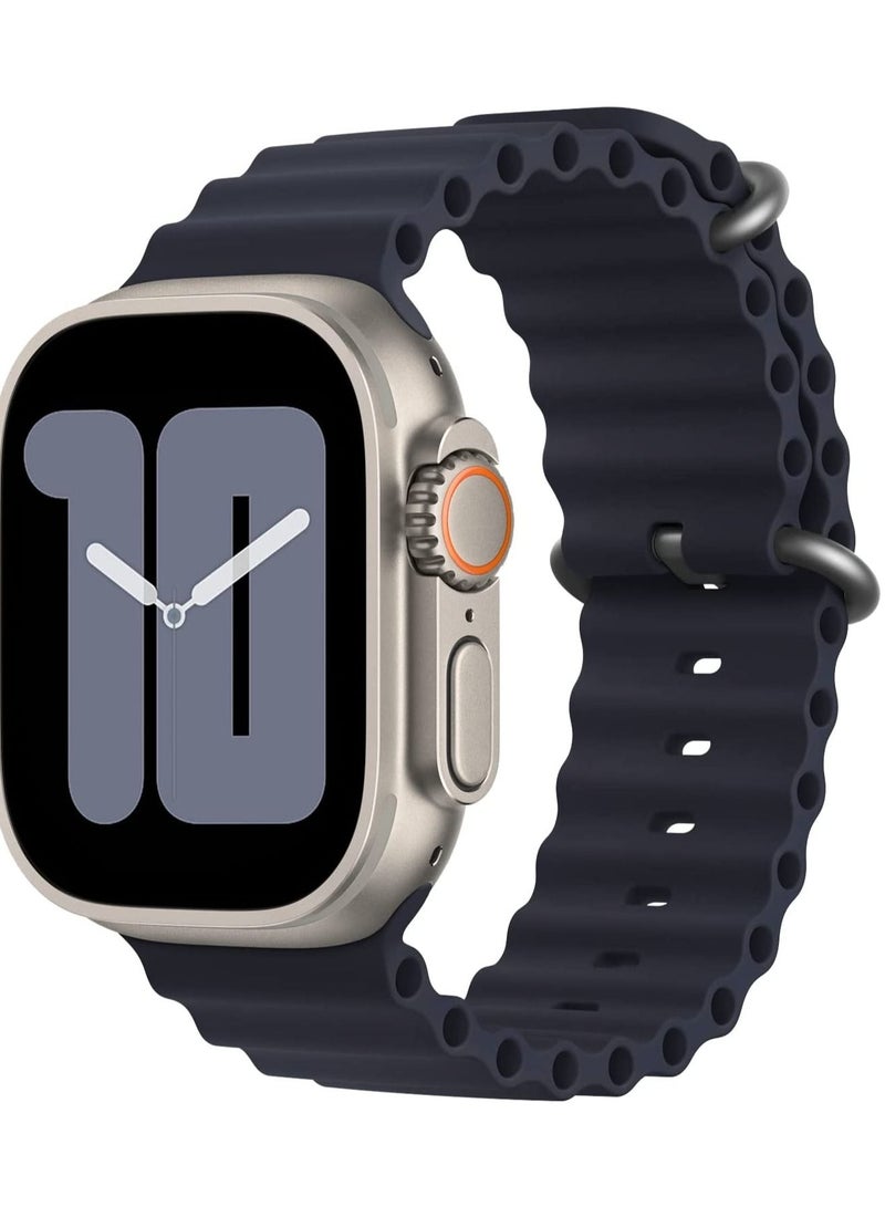 Apple Watch Band Ultra 49mm 45mm 44mm 42mm, Adjustable Loop with Buckle Soft Stretchy Silicone Sports Band for iWatch Series SE 8 7 6 5 4 3 2 1 Men Women, Midnight - Image 1