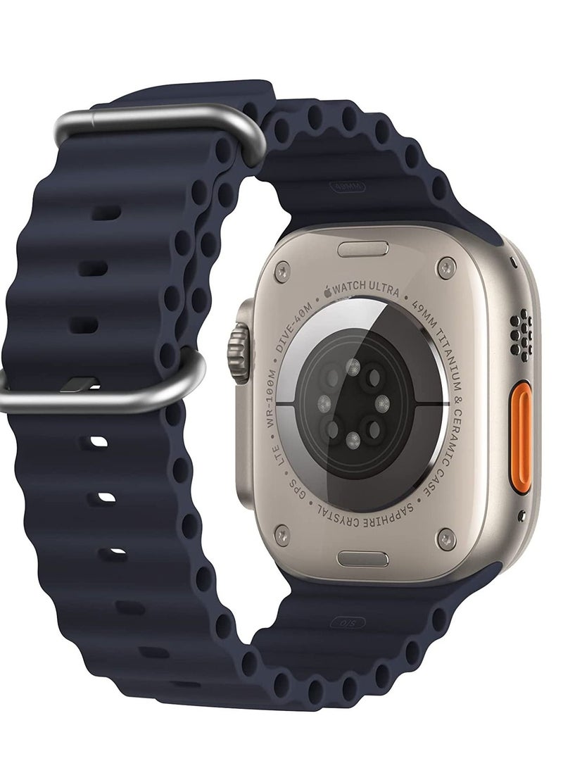Apple Watch Band Ultra 49mm 45mm 44mm 42mm, Adjustable Loop with Buckle Soft Stretchy Silicone Sports Band for iWatch Series SE 8 7 6 5 4 3 2 1 Men Women, Midnight - Image 2