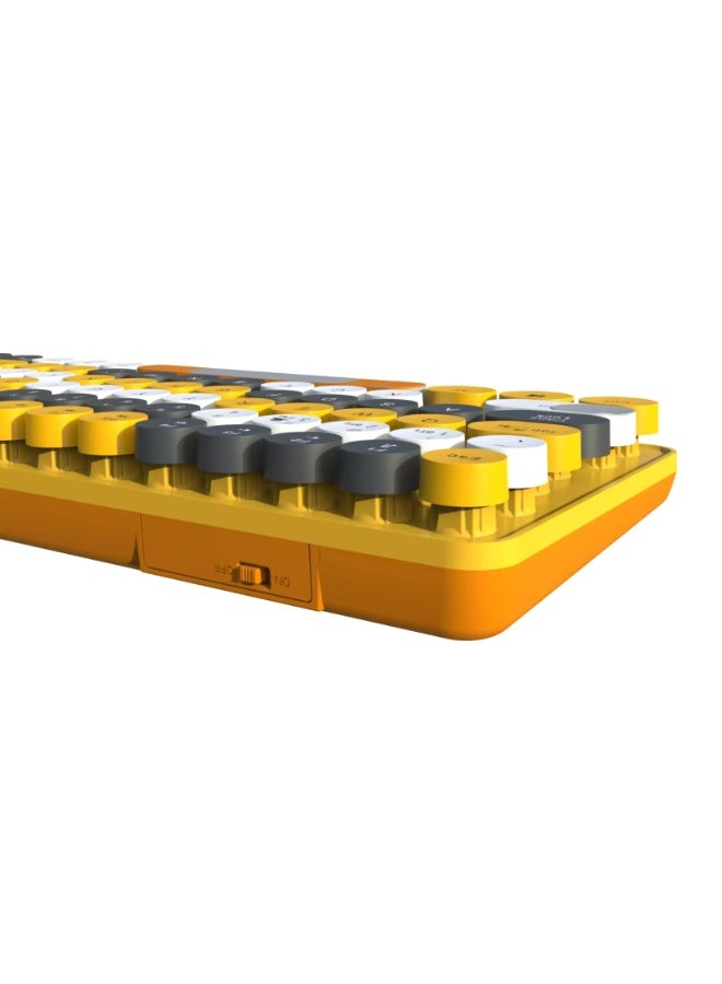 JeDEL WS682 Bluetooth Keyboard and Mouse Combo - Bluetooth + 2.4GHz - Dual Mode Suspension Keys - Adjustable Mouse Resolution - 84 Keys - Yellow - Image 4