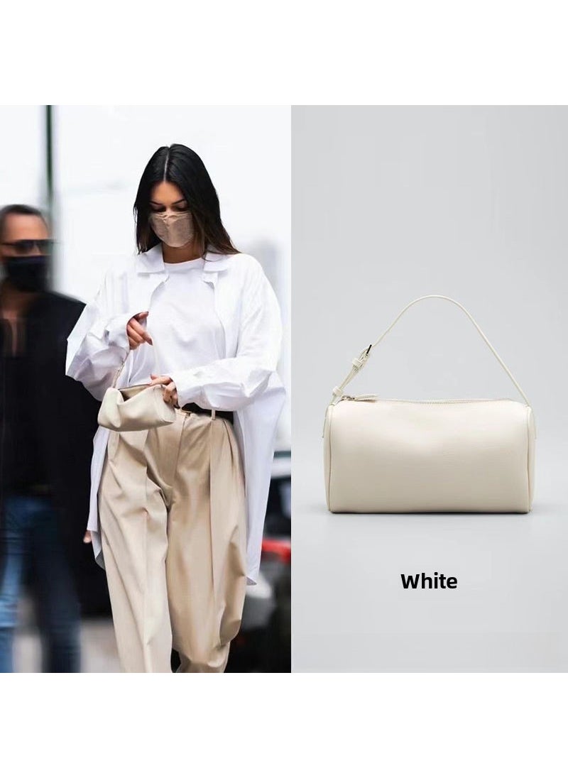 Generic The Row Leather Cylinder Pouch Chic White 