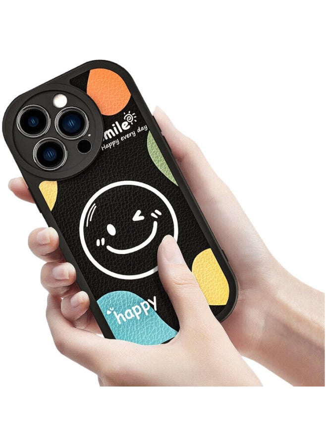 Hotfire Iphone 14 Pro Case, Iphone 14 Pro Protective Cover, Shockproof, Smiley Face, Lambskin, Frosted, Upgraded Camera Protection, Full Coverage, For Men And Women, Silicone, Simple And Trendy - Midnight Black - Image 2