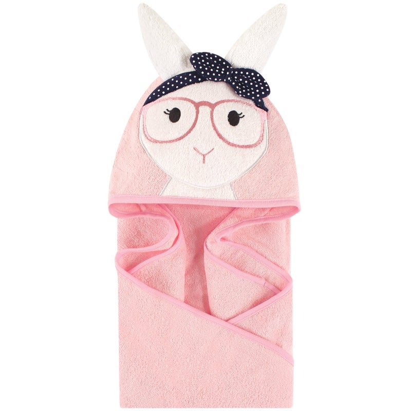 Little Treasure Unisex Baby Cotton Animal Face Hooded Towel, Hip Bunny, One Size - Image 1