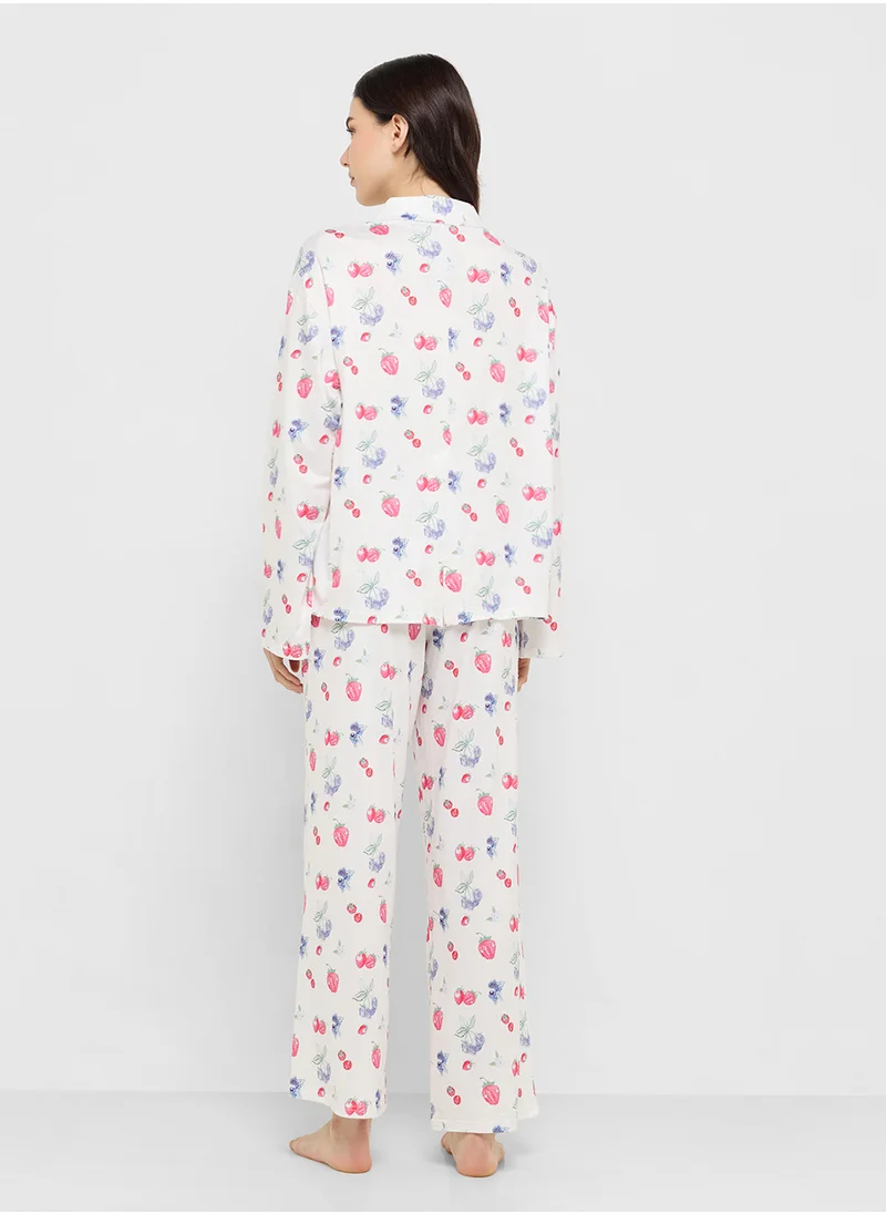 Ginger Floral Button Down Shirt & Pyjama Set