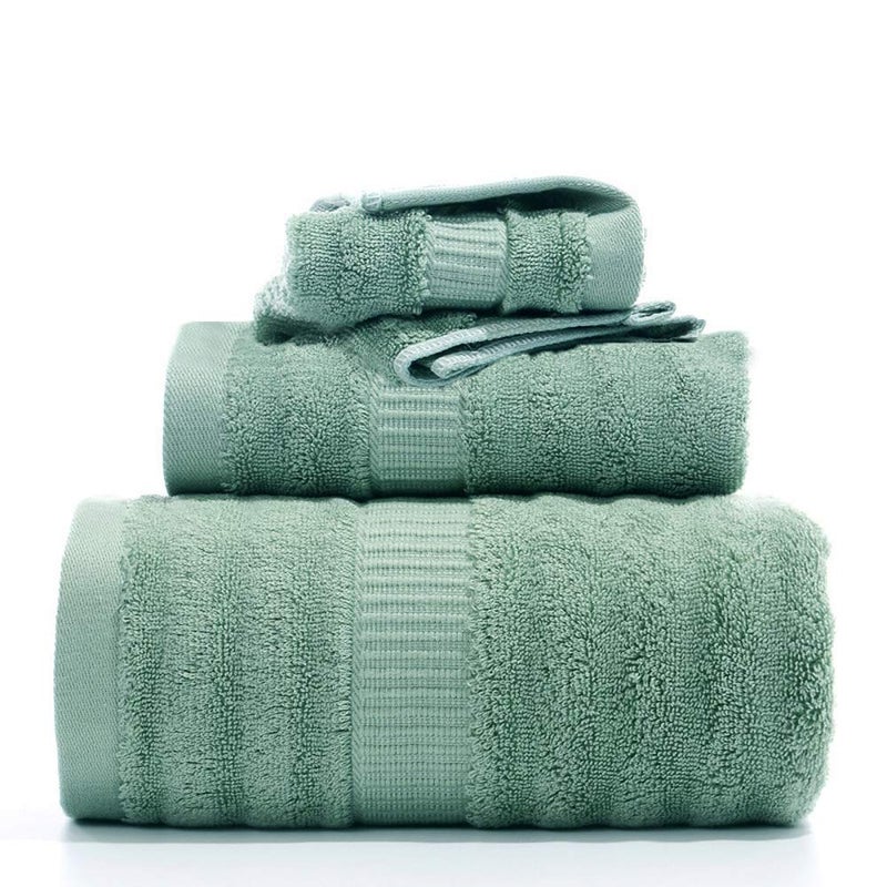 Mush Bamboo Towel Ultra Soft Absorbent 600 GSM 6 Piece Couple Set Cream Green 2 - Image 5