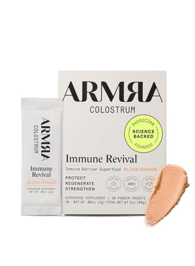 ARMRA Colostrum Premium Powder Grass Fed Gut Health Bloating Immunity Skin Hair Contains 400 Bioactive Nutrients Potent Bioavailable Keto Gluten Fat Free Blood Orange 30 Servings - Image 1