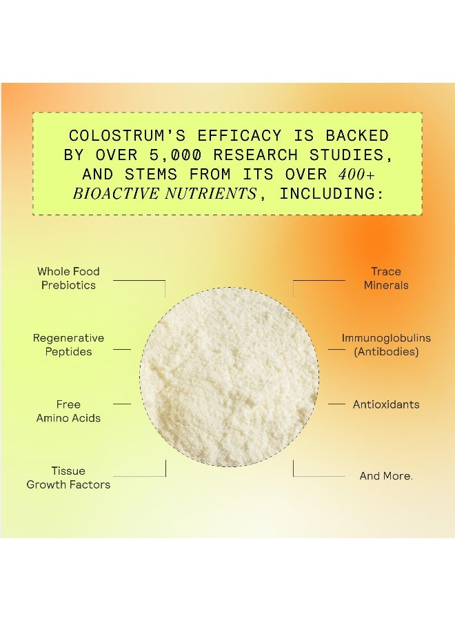 ARMRA Colostrum Premium Powder Grass Fed Gut Health Bloating Immunity Skin Hair Contains 400 Bioactive Nutrients Potent Bioavailable Keto Gluten Fat Free Blood Orange 30 Servings - Image 3