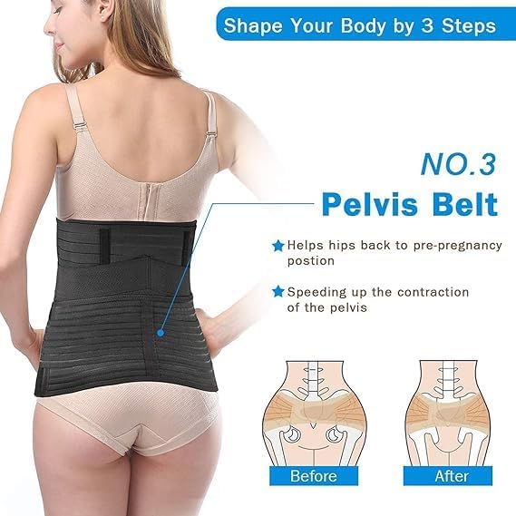 DOLTAS 3-in-1 Post Pregnancy Abdominal Belt for Women – C-Section Abdomen Belt & Belly Wrap for After Delivery Recovery – Adjustable Postpartum Belt, Maternity Belt for Waist, Pelvis & Tummy Support (Free Size) (BLACK) - Image 4