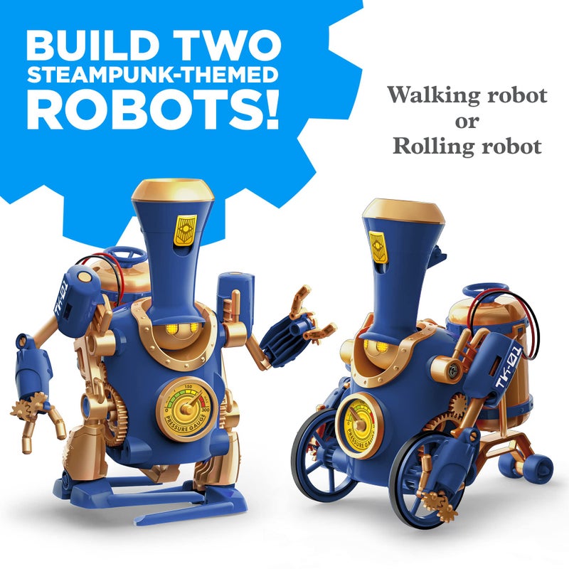 Thames & Kosmos TrainBots: 2-in-1 STEAM Maker Kit | Build 2 Steampunk Robots w/LED Lights | Explore Robots & Engineering | Includes Ultrasonic Atomizer | Ages 8+ with Help; 12+ for Independent Play - Image 3