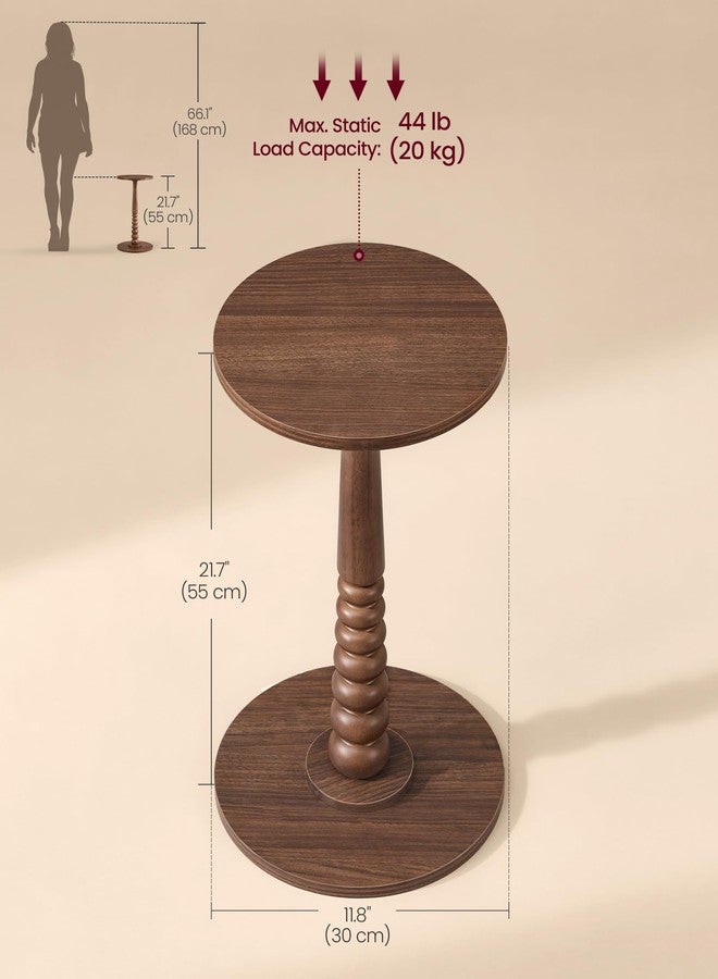 VASAGLE MARIEL Collection - Round Side Table, Small Drink End Table for Small Spaces, Accent Nightstand, Solid Wood Leg, Mid-Century Modern, for Living Room Bedroom, Chestnut Walnut ULET293KX01S - Image 5