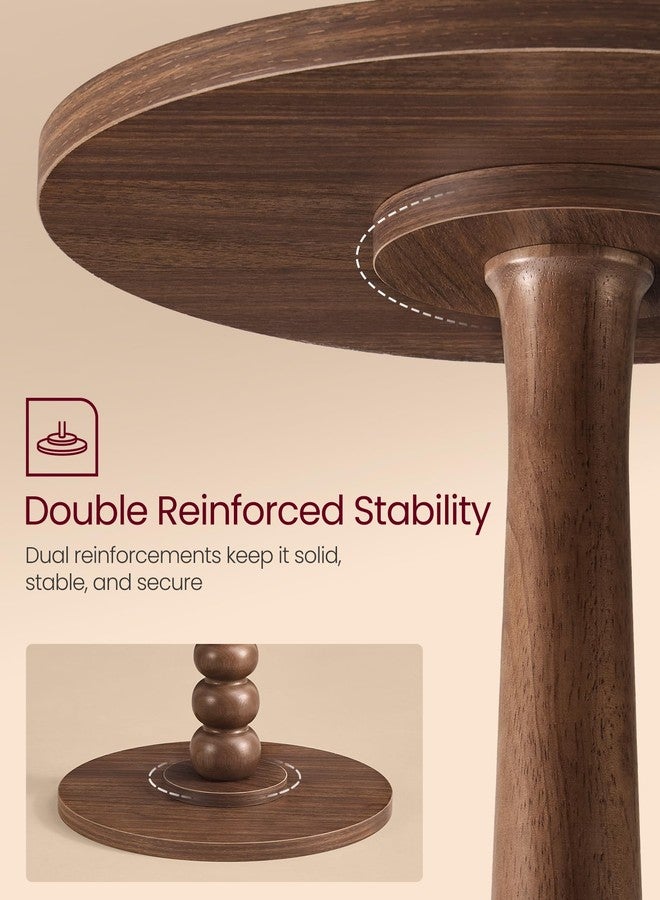 VASAGLE MARIEL Collection - Round Side Table, Small Drink End Table for Small Spaces, Accent Nightstand, Solid Wood Leg, Mid-Century Modern, for Living Room Bedroom, Chestnut Walnut ULET293KX01S - Image 3