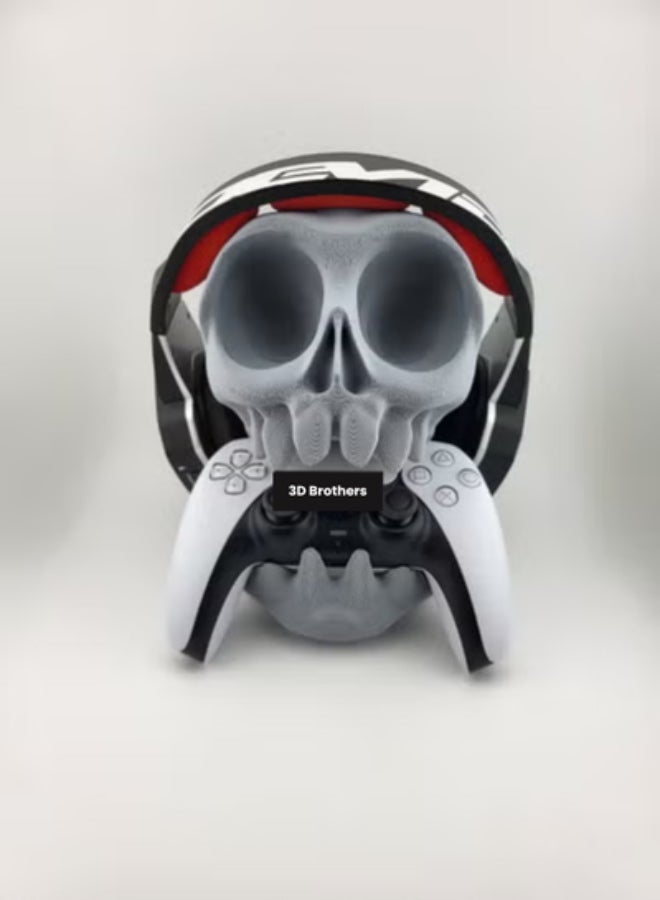 أخوة ثلاثي الأبعاد حامل على شكل جمجمة لوضع وحدات تحكم PS5/PS4 وسماعات الرأس على الحائط أو المكتب - Image 2