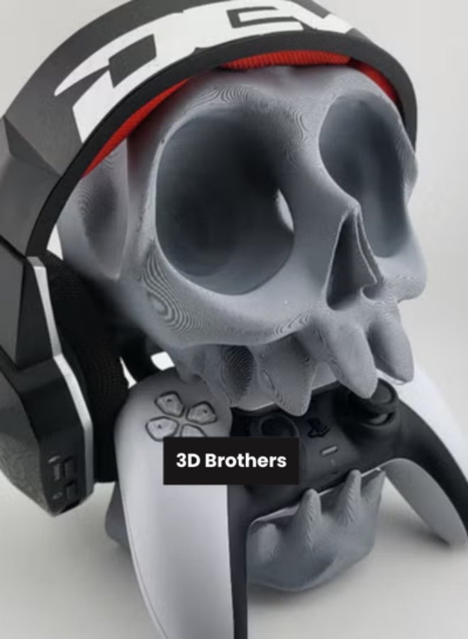 أخوة ثلاثي الأبعاد حامل على شكل جمجمة لوضع وحدات تحكم PS5/PS4 وسماعات الرأس على الحائط أو المكتب - Image 1