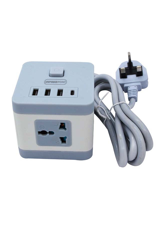 Unipower 8 in 1 Power Extension Strips EX2013, DigiNest Cube Charger Station 4-Port USB Charging Adapter, Extension Cord with 4 Universal Plug Sockets, Power switch,Safety Shutters, C with 2 meter cable  - Image 1