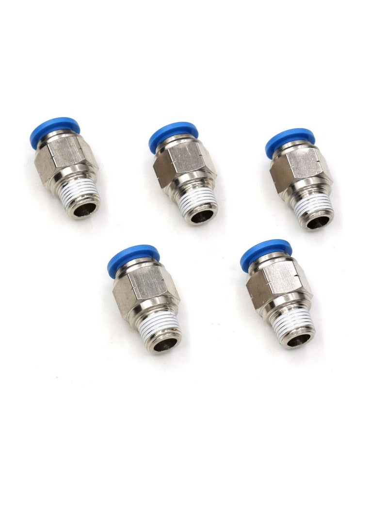 PU Pipe Fittings Polyurethane Pneumatic Pipe Push in to Connect Fittings Male Socket Pack of 5 10mmx1/2" - Image 1