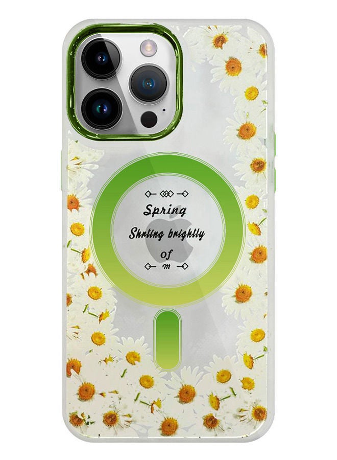 JOWAY Case for Apple iPhone 14 PRO MAX Floral Design Fashion Flower Compatible with MagSafe & Wireless Charging Cover GREEN - Image 1