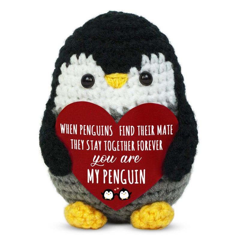 OASSIE Anniversary Couple Gifts for Men Women - Positive Penguin Crochet- Mothers Day Fathers Day Engagement Wedding Anniversary I Love You Birthday Gifts for Wife Husband Him Her Boyfriend Girlfriend - Image 1