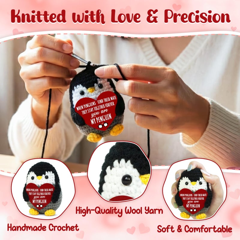 OASSIE Anniversary Couple Gifts for Men Women - Positive Penguin Crochet- Mothers Day Fathers Day Engagement Wedding Anniversary I Love You Birthday Gifts for Wife Husband Him Her Boyfriend Girlfriend - Image 4