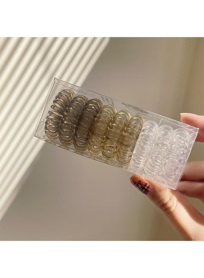 Spiral Hair Ties, Coil Hair Bands, No Crease Ponytail Holders for Women, 9 Pack (Neutral Clear) - Image 5