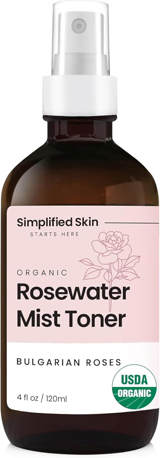 Rose Water Spray for Face  Organic Rose Water for Hair  USDA Certified Rosewater Facial Toner  AlcoholFree Makeup Setting Hydrating Face Mist  AntiAging Bulgarian Rose Water Toner Spray  4 Oz