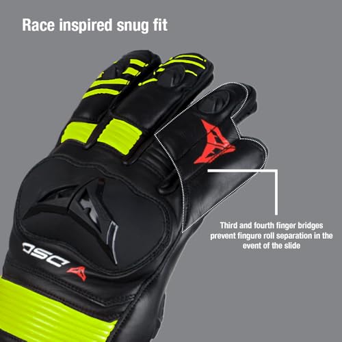 DSG Race Pro Sport Riding Gloves : Yellow Fluo (Size-2XLarge) - Image 3