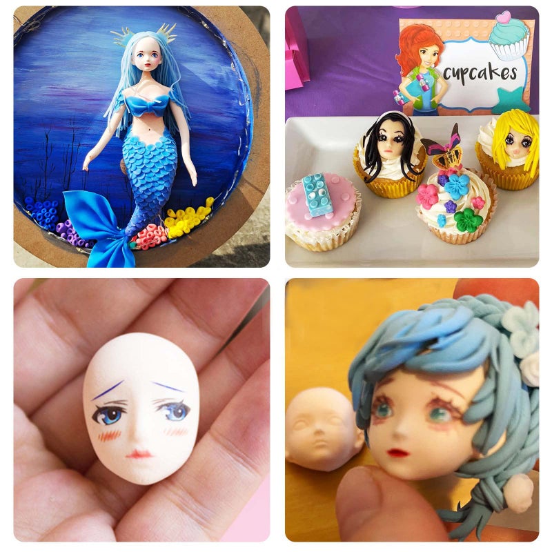 acvcatto Face Silicone Fondant Molds  6 Packs Baby Face Chocolate Silicone Molds for Polymer Clay Doll Face Elf Fairt  Cake Decoration  Cupcake Toppers - Image 5