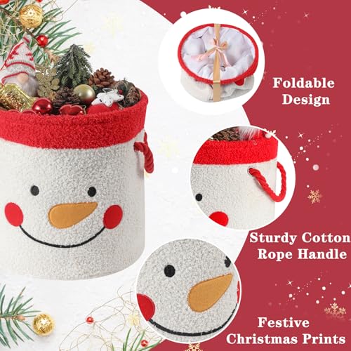 INough Christmas Gift Basket Large Red Collapsible Storage Bin with Handles Empty Fabric Holiday Basket for Presents Blankets Home Decor and Gift Giving - Image 3