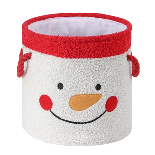 INough Christmas Gift Basket Large Red Collapsible Storage Bin with Handles Empty Fabric Holiday Basket for Presents Blankets Home Decor and Gift Giving - Image 1