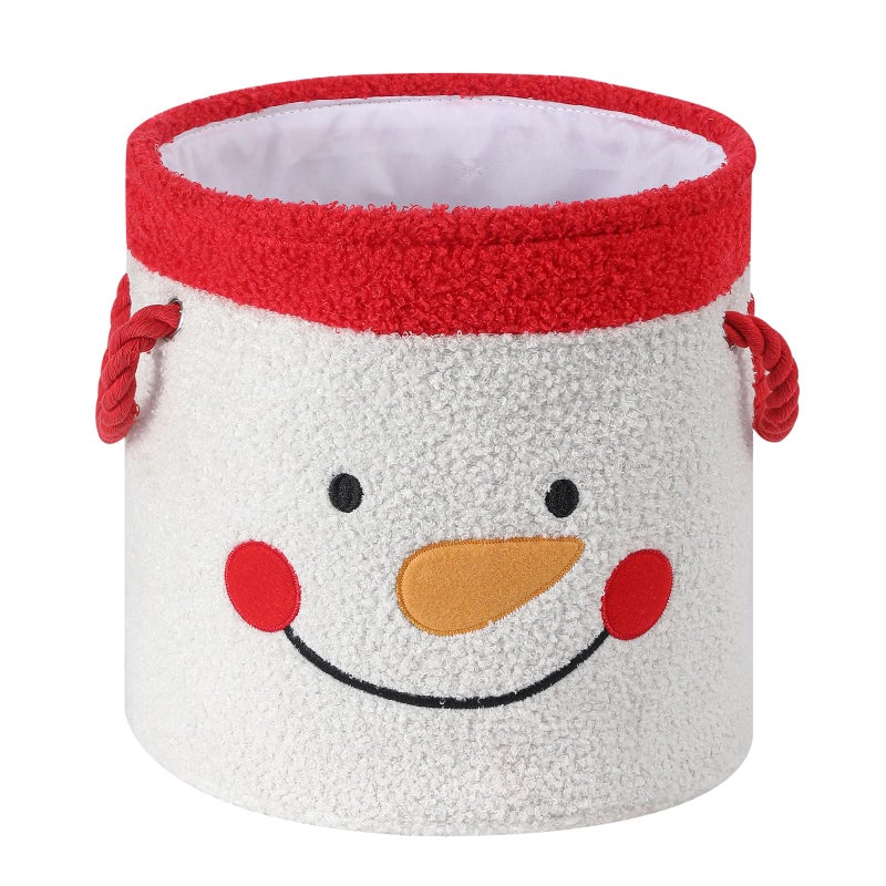 INough Christmas Gift Basket Large Red Collapsible Storage Bin with Handles Empty Fabric Holiday Basket for Presents Blankets Home Decor and Gift Giving - Image 2