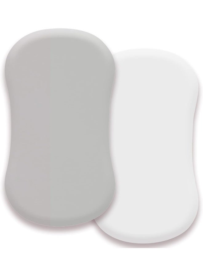 AMROSE AMROSE Heavenly Soft Microfiber Bassinet Sheets, Fit for Halo Bassinest Swivel Sleeper, 2 Pack Hourglass Bassinet Mattress Sheet Set for Boys Girls, White & Gray  - Image 1