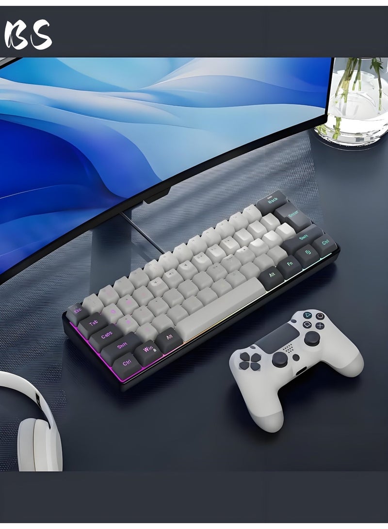 بي إس لوحة مفاتيح ألعاب صغيرة الحجم للغاية مزودة بإضاءة خلفية RGB مكونة من 61 مفتاحًا | لوحة مفاتيح ألعاب سلكية لأجهزة الكمبيوتر الشخصية/أجهزة ماك | مناسبة للاعبين والكتاب والسفر ورحلات العمل | سهلة الحمل - Image 4
