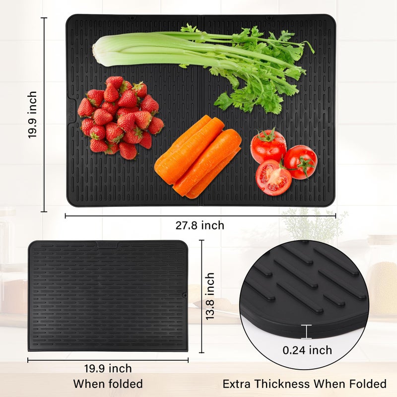Dionikos Foldable Silicone Stove Top Cover â€“ 20"x28" Stove Top Covers for Electric Stove, Glass Top Stove Cover, RV Stove Top Cover & Dish Drying Mat (Black, 28''x20'') - Image 2