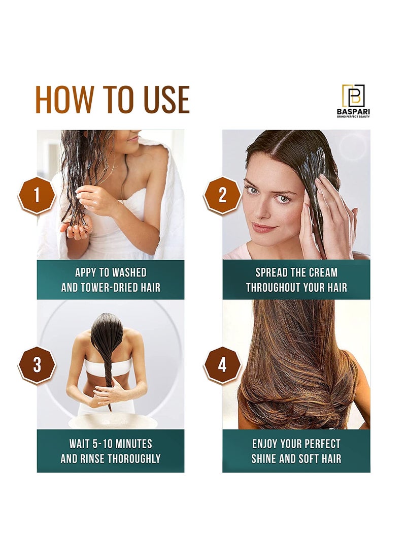 BASPARI - Premium Keratin Hair Mask - Professional Treatment For Hair Repair, Nourishment & Beauty - Hair Mask - Vitamin Complex For All Hair Types - With Omega 3, 9, Vitamin E - Protein Nourishment Mask - Image 1