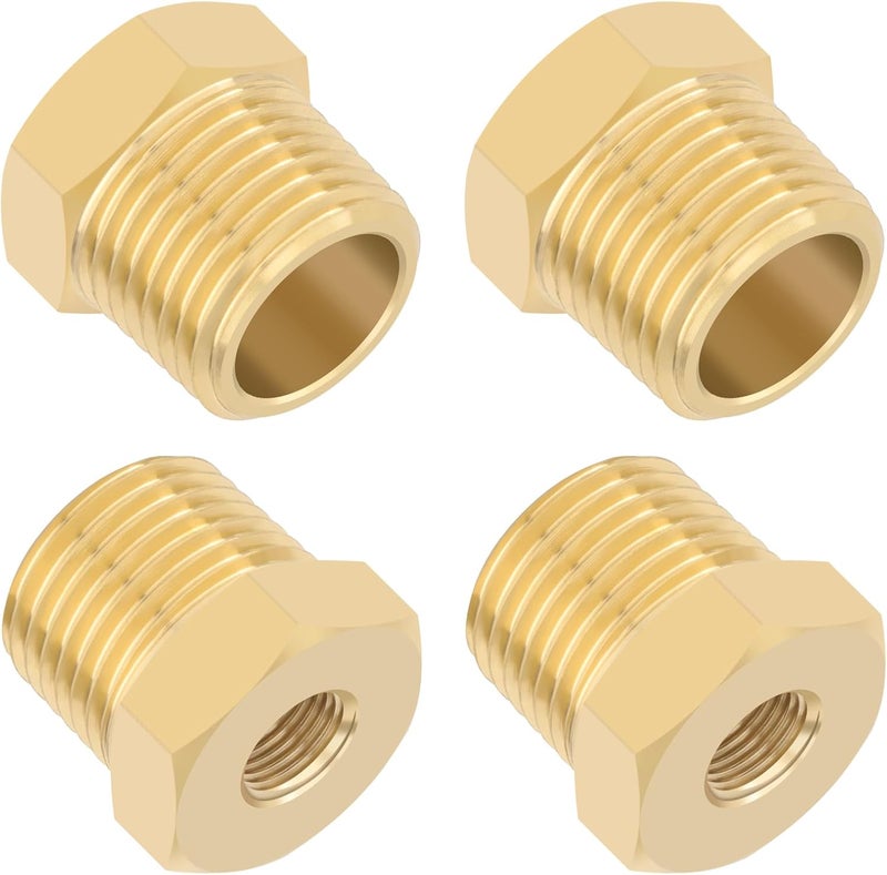KOOTANS 4pcs Heavy Duty 1/2 NPT Male Thread to 1/8 NPT Female Thread Brass Reducer Hex Bushing Brass Fitting Pipe Hose Tube Adapter Convert - Image 1