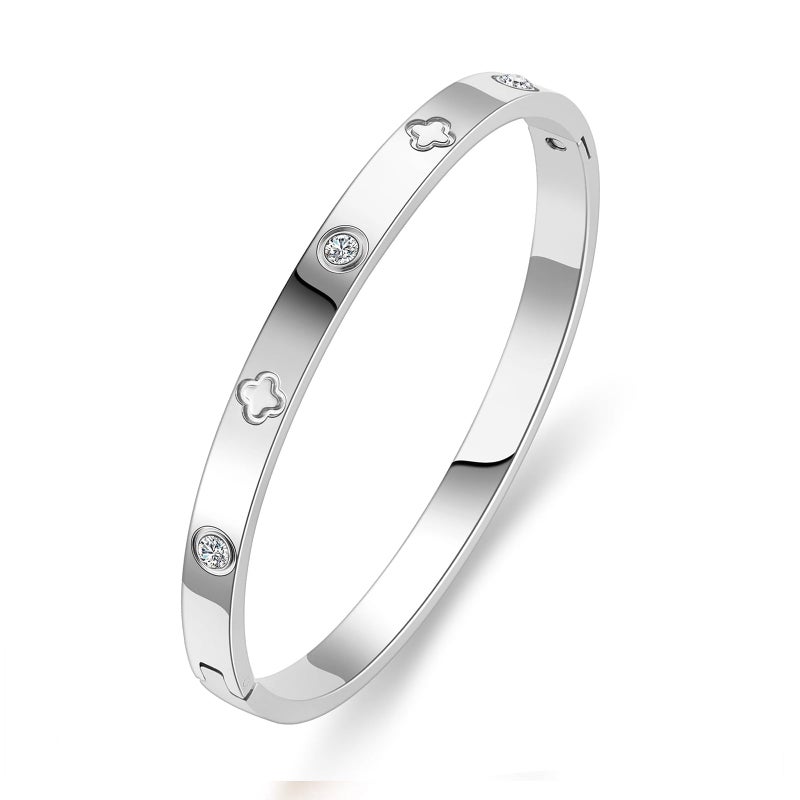 PDWZNBA 18K Gold-Plated Love Friendship Bracelets Trendy Stainless Steel Bangle Jewelry Gifts for Women - Image 1