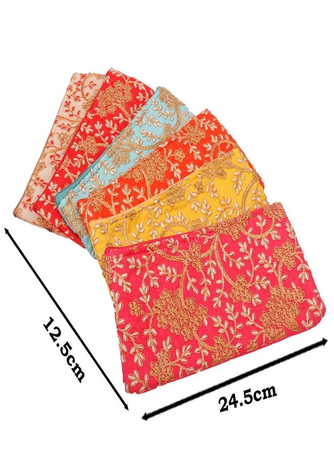 STACKRAID Traditional Vintage Embroidered Potli Purse for Women with Zipper, Return Gifts, Potli Pouches for Baby Showers, Potli Purse for Ladies, Potli for Gifting Pack of - 6 Multicolor - Image 2