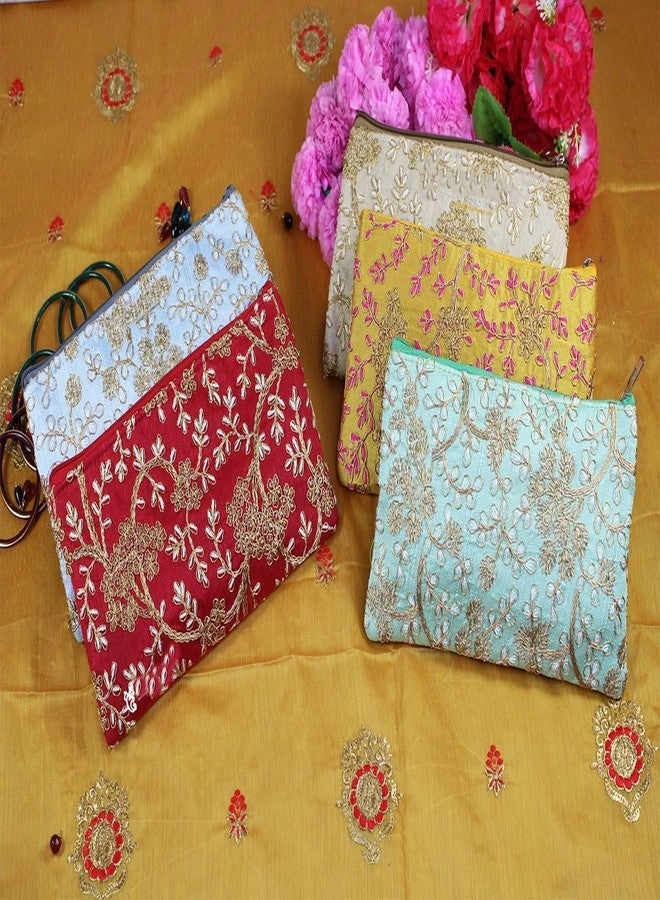 STACKRAID Traditional Vintage Embroidered Potli Purse for Women with Zipper, Return Gifts, Potli Pouches for Baby Showers, Potli Purse for Ladies, Potli for Gifting Pack of - 6 Multicolor - Image 5