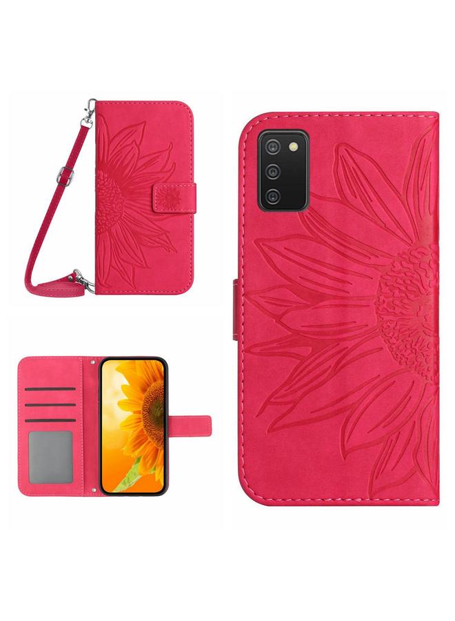 S-TOP Case For Samsung Galaxy A02S/F02S 164.3mm Skin Feel Sun Flower Pattern Flip Leather Phone Case with Lanyard - Image 1