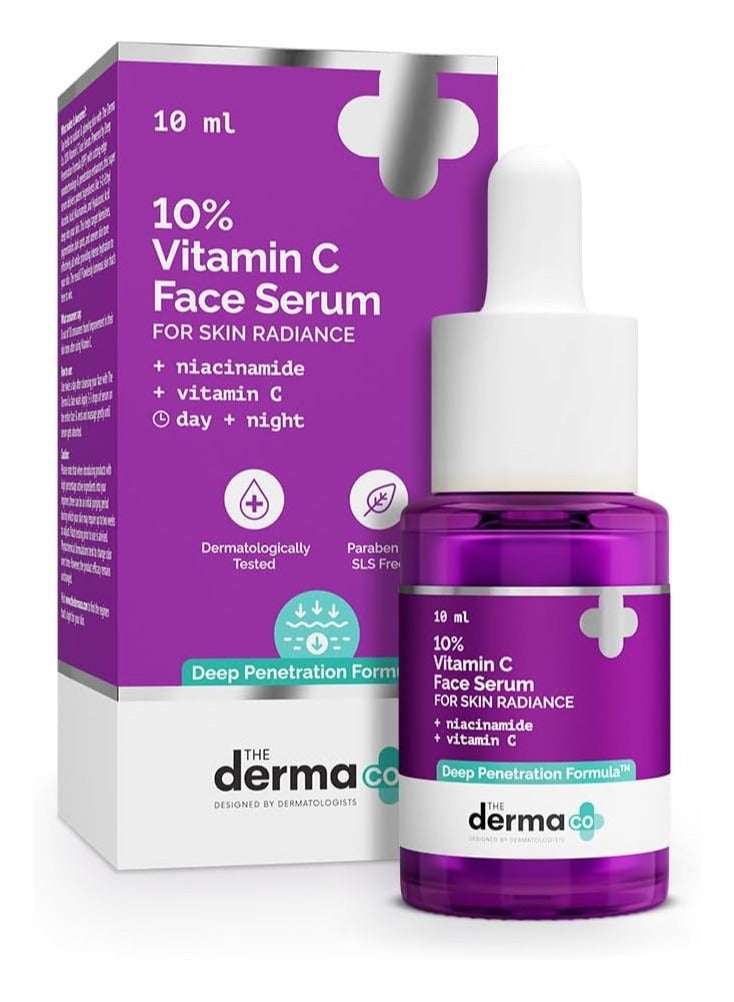 Derma The Derma Co 10% Vitamin C Face Serum with Vitamin C, 5% Niacinamide & Hyaluronic Acid for Skin Radiance - 10ml - Image 1