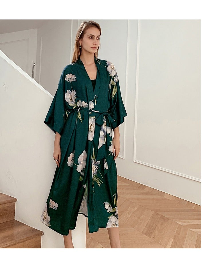 Tie Up Long Sleeved Sleeping Bathrobe Can Be Used As A Wedding Morning Gown Or Home Outfit  - Image 1