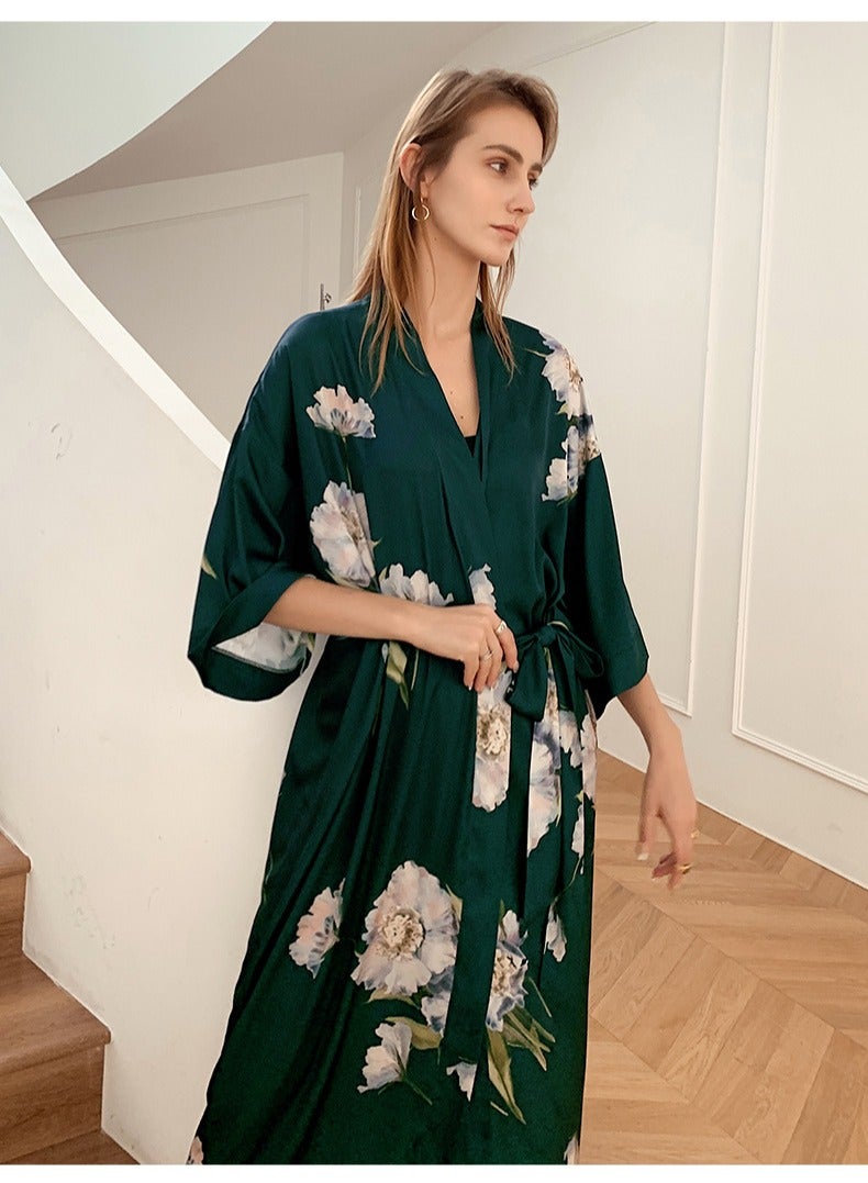 Tie Up Long Sleeved Sleeping Bathrobe Can Be Used As A Wedding Morning Gown Or Home Outfit  - Image 2