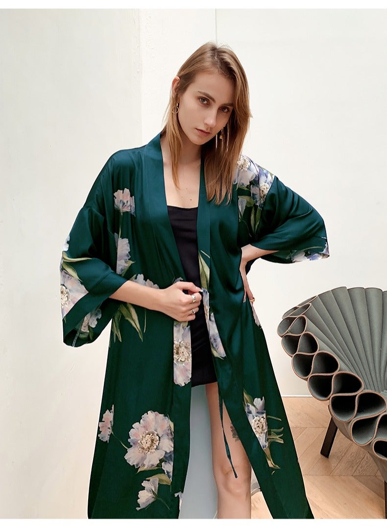 Tie Up Long Sleeved Sleeping Bathrobe Can Be Used As A Wedding Morning Gown Or Home Outfit  - Image 3