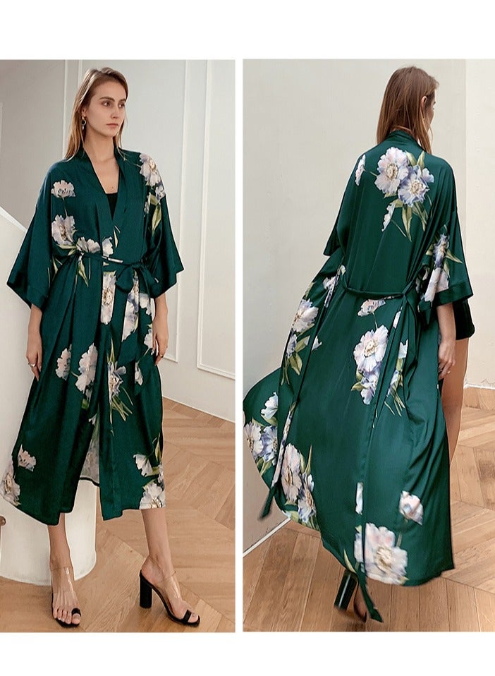 Tie Up Long Sleeved Sleeping Bathrobe Can Be Used As A Wedding Morning Gown Or Home Outfit  - Image 4