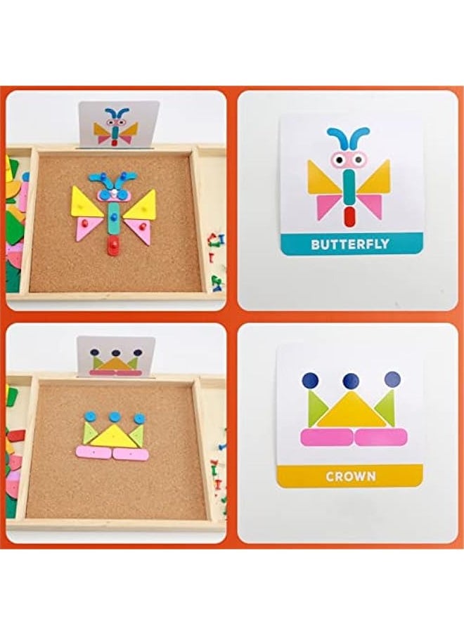 DURKU Wooden Hammer Toy for Kids 3+ | Montessori Shape Sorting Set | Corkboard with 64 Shapes | Preschool Educational Gift  - Image 4