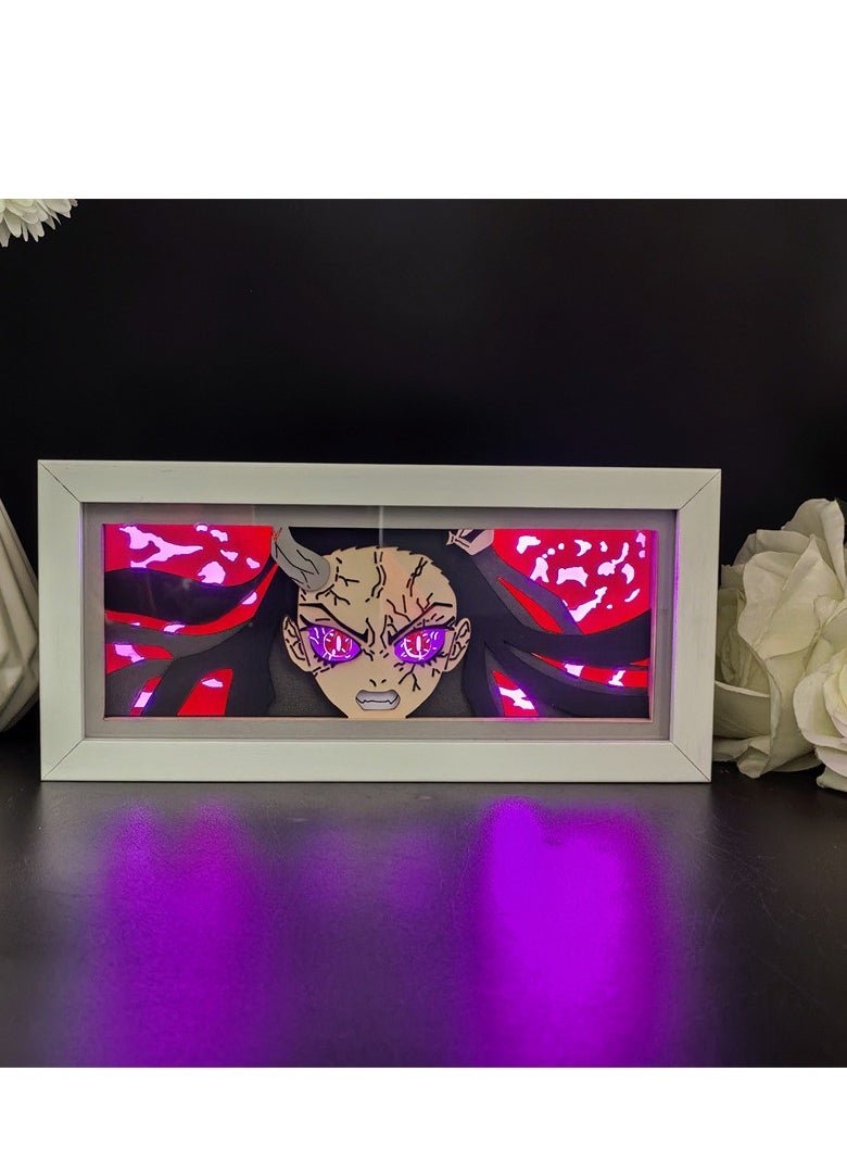 Generic Demon Slayer: Kimetsu no Yaiba Paper Cut Sculpture Night Light, Anime   Nezuko Kamado Paper Cut Sculpture Night Light,Dual Power (AC/Battery), 16 Colors with Brightness Adjustment， Remote Control Over 15m  - Image 4