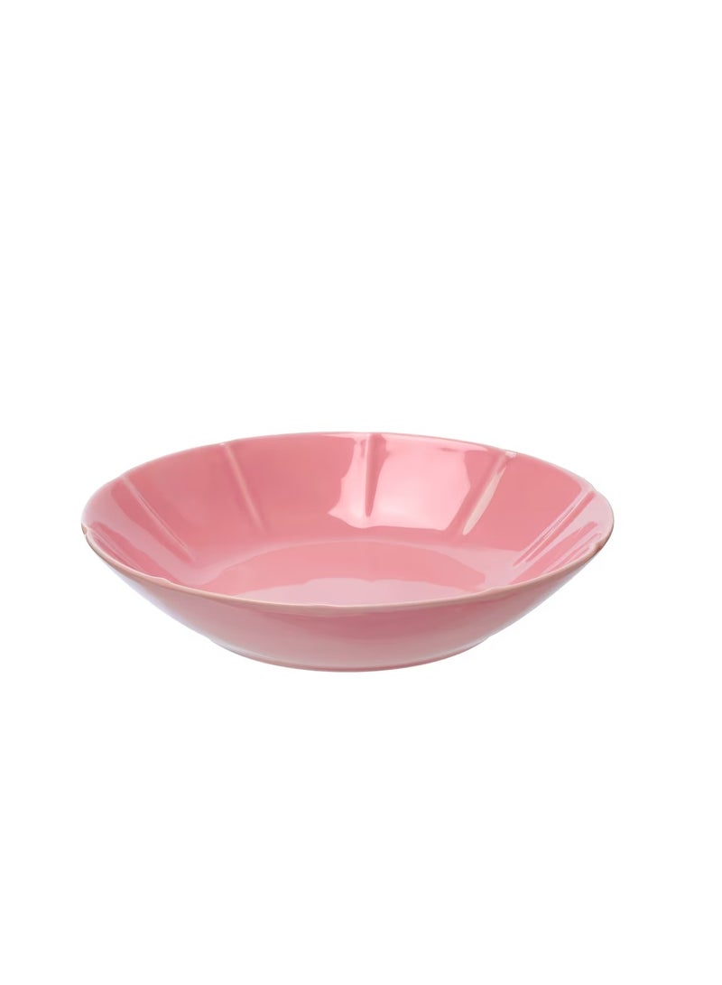 طبق عميق، خزف وردي 23 سم - Image 1