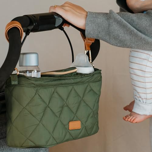 ZICOTO Beautiful Stroller Caddy Organizer With 2 Cup Holders Luxury Stroller Bag Universal Fit Leather Straps Zipper Pocket Spacious Accessories Perfectly Fits Doona Nuna Uppababy Strollers - Image 1